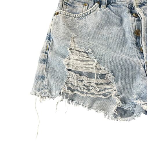 H&M Light Wash Blue Distressed Ripped Denim Cut-Off Jean Shorts Women's Size 2 - Picture 4 of 9